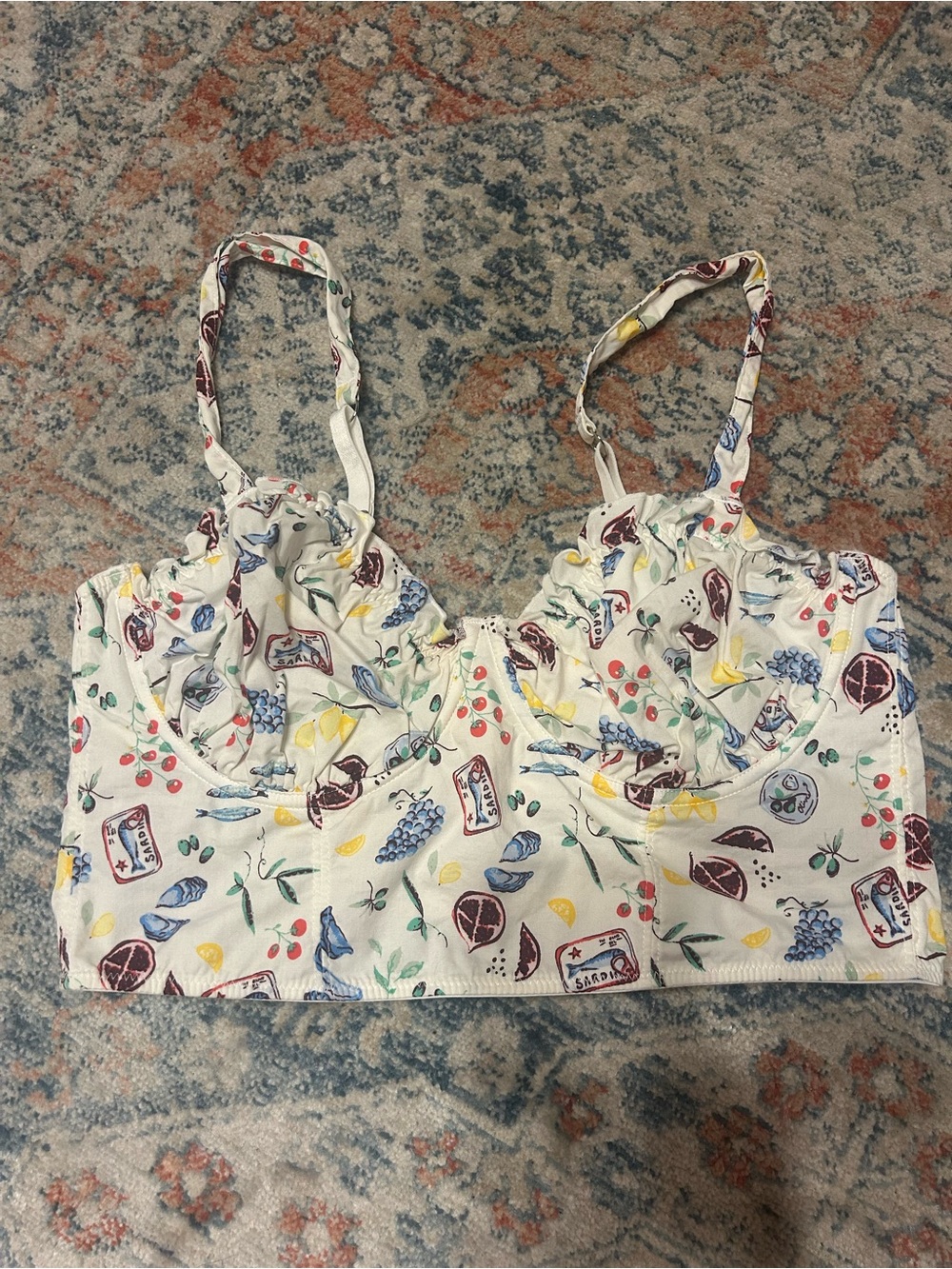 Colsie White Fruit & Floral Print Bralette